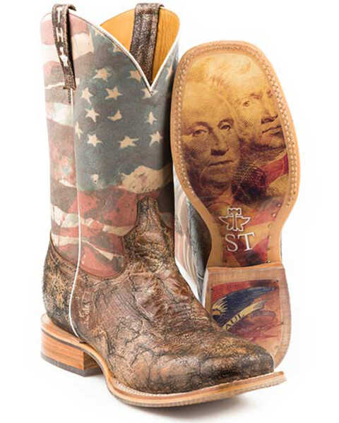 Tin Haul Men's Land Of The Free Western Boots - Broad Square Toe, Brown, hi-res