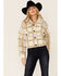 Image #1 - Vigoss Women's Ivory Grid Print Cropped Sherpa Jacket, Ivory, hi-res