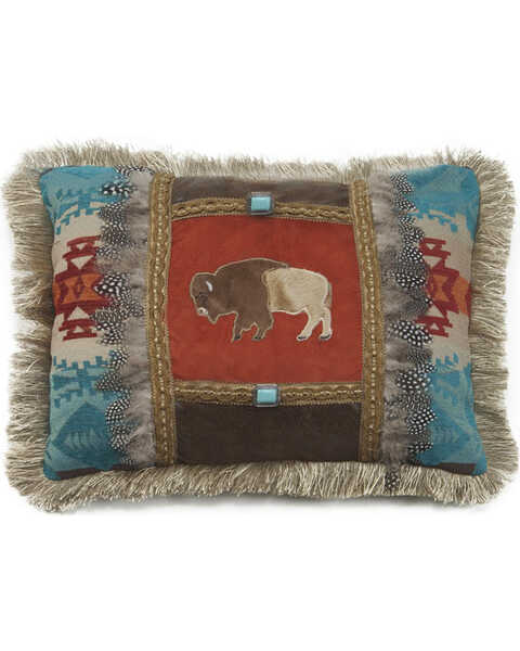 Image #1 - Carstens Feather Buffalo Pillow, Red, hi-res