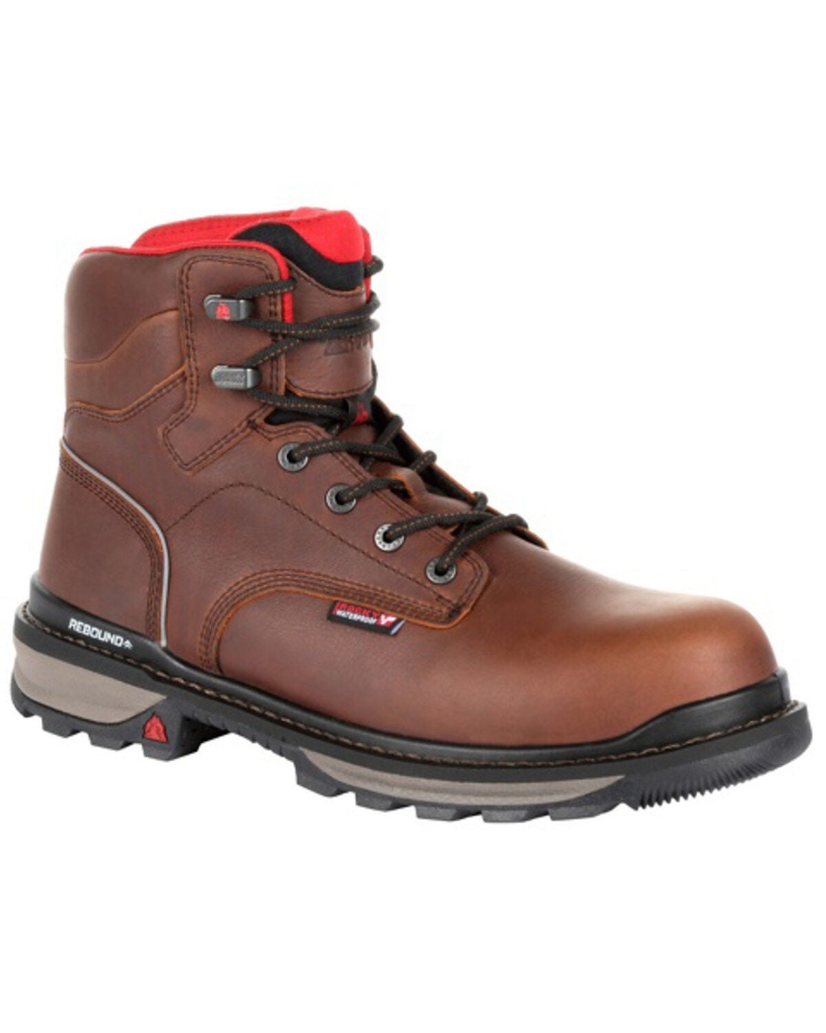 Rocky Men's Rams Horn Waterproof Work Boots - Soft Toe, Dark Brown, hi-res