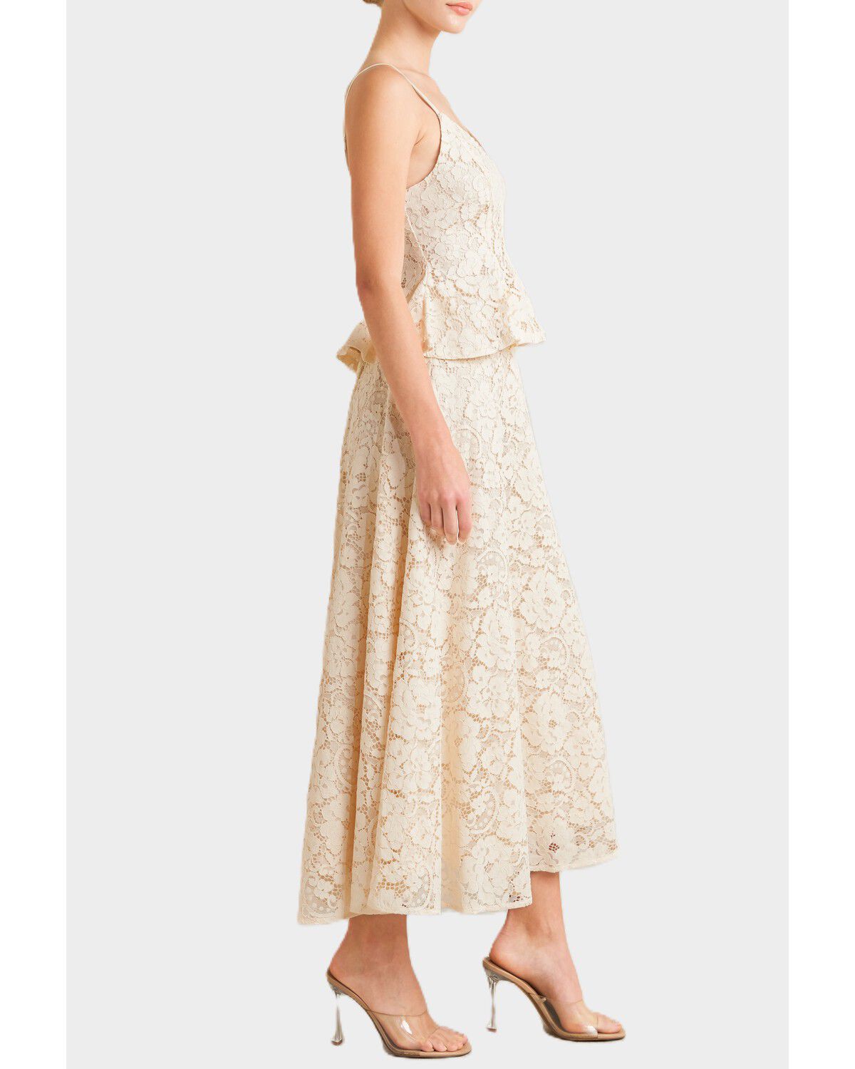 Image #2 - Flying Tomato Women's Floral Lace Midi Skirt, Cream, hi-res