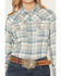 Image #3 - Shyanne Women's Plaid Print Long Sleeve Button-Down Flannel Shirt, Aqua, hi-res