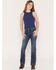 Image #3 - 7 For All Mankind Girls' Melrose Dark Wash Mini Dojo Trouser Stretch Denim Jeans, Blue, hi-res