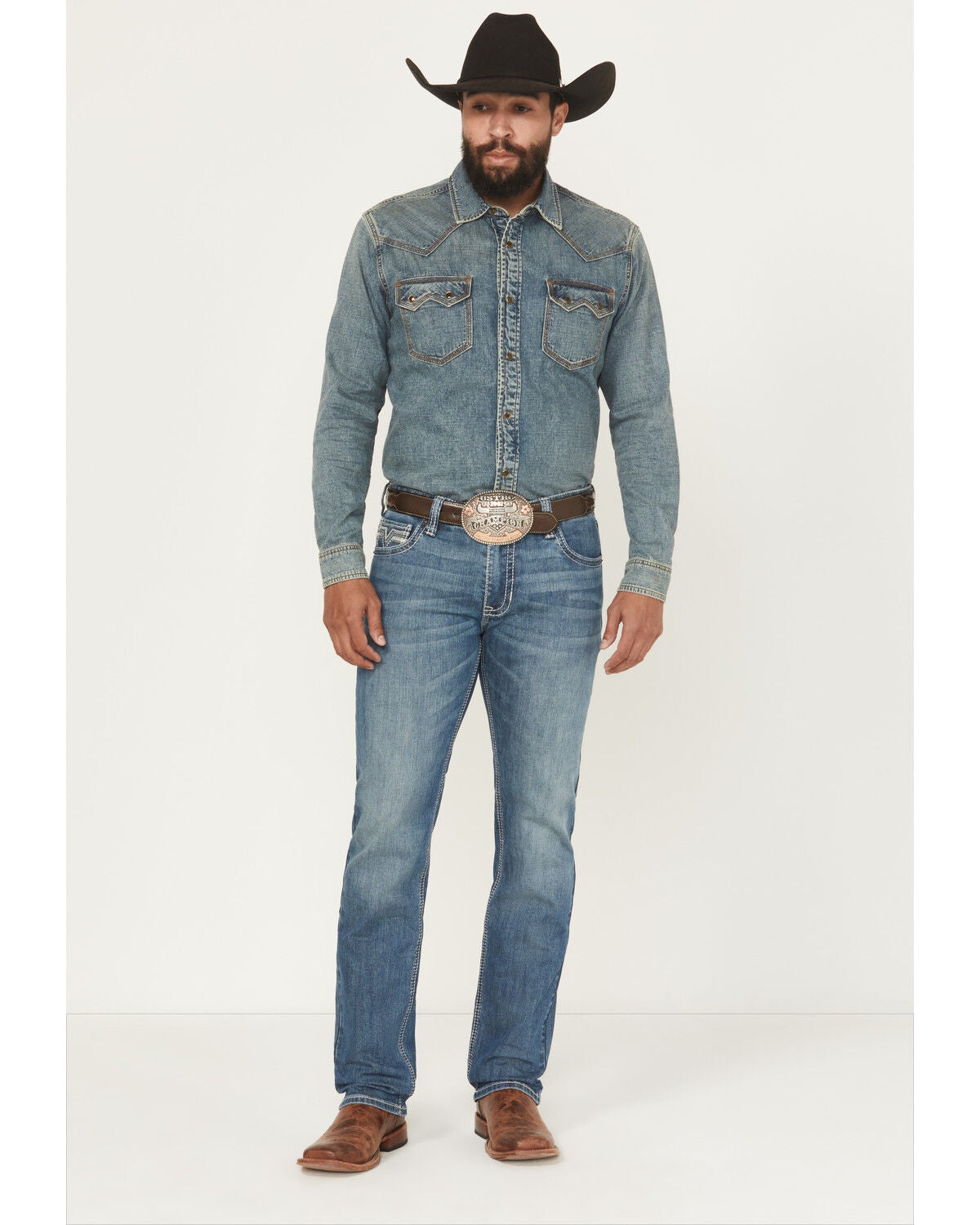 Rock & Roll Denim Men's Medium Wash Revolver Slim Straight Stretch Denim Jeans, Medium Wash, hi-res