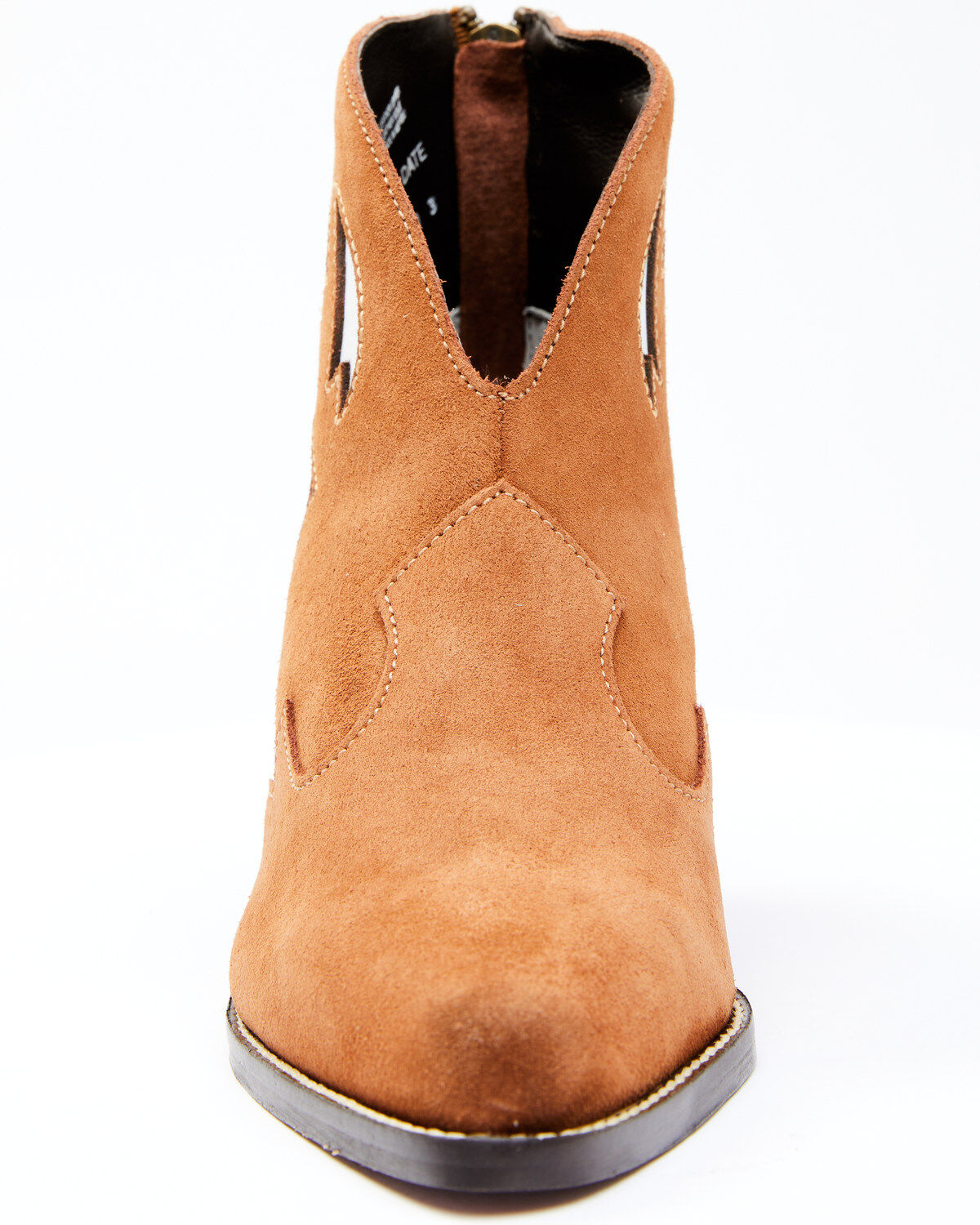 Image #3 - Dan Post Women's Embroidered Inlay Suede Fashion Booties - Snip Toe, Tan, hi-res