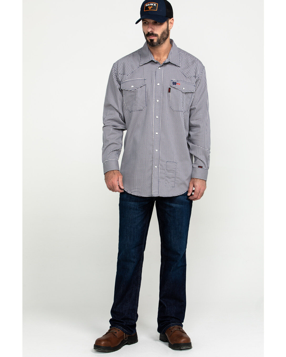 Image #6 - Cinch Men's FR Lightweight Check Print Long Sleeve Pearl Snap Work Shirt , , hi-res