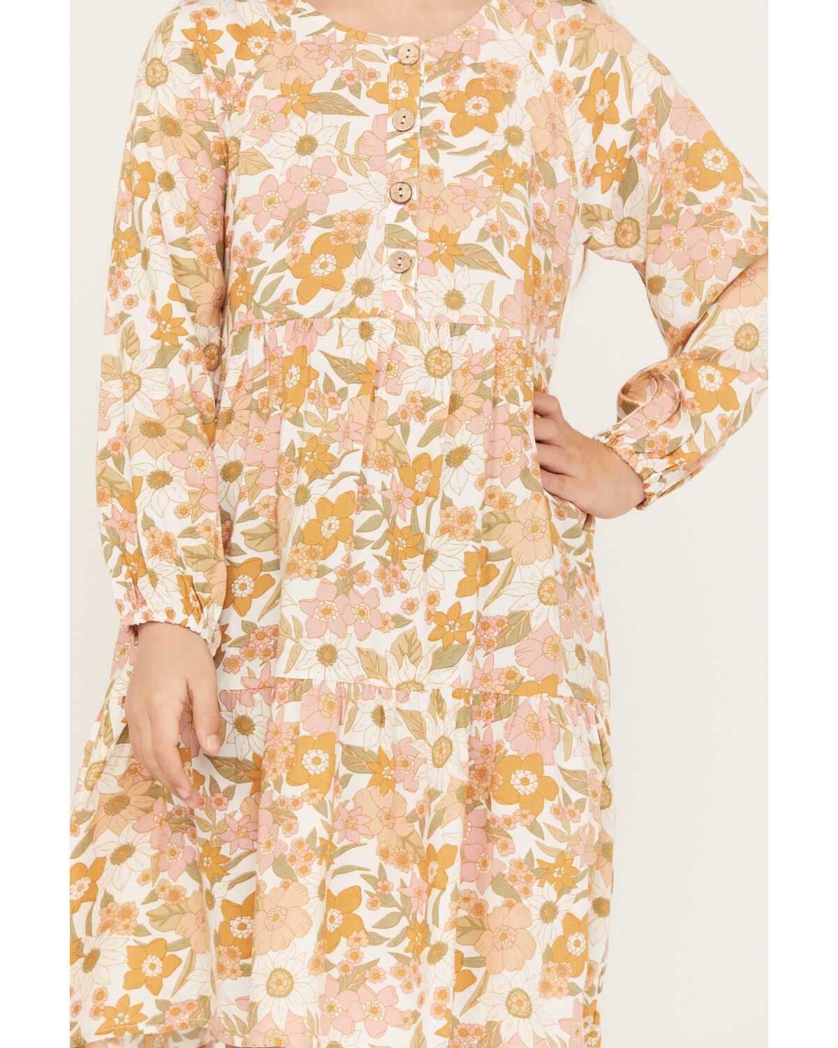 Image #3 - Hayden LA Girls' Floral Mini Dress, Mustard, hi-res