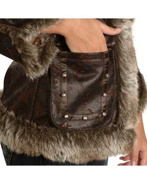 Image #4 - Scully Women's Faux Fur Shearling Jacket, Dark Brown, hi-res