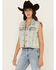 Image #1 - Veveret Women's Light Wash Denim Rhinestone Vest, Light Wash, hi-res