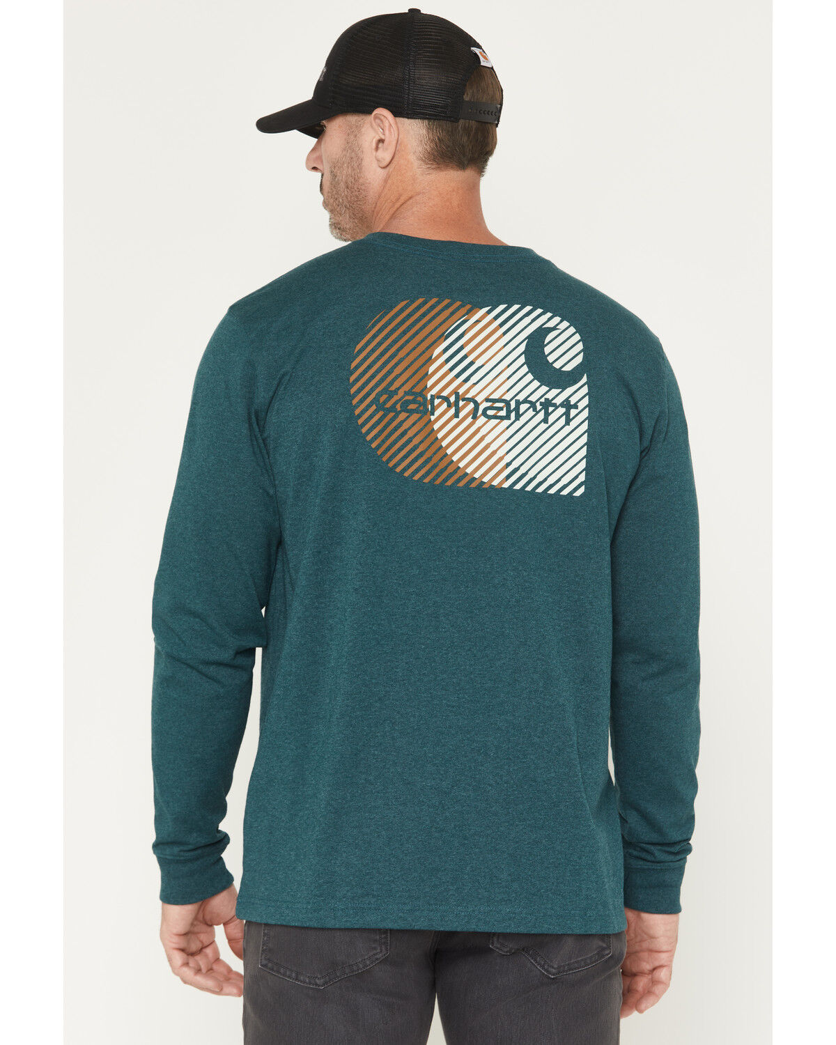 Image #1 - Carhartt Men's Relaxed Fit Heavyweight Long Sleeve Pocket Graphic Work Shirt, Green, hi-res