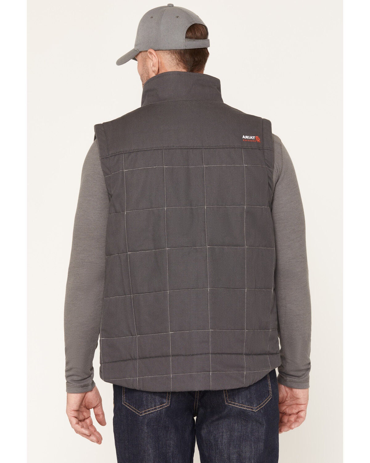 Image #4 - Ariat Men's FR Crius Insulated Zip-Front Work Vest, Grey, hi-res