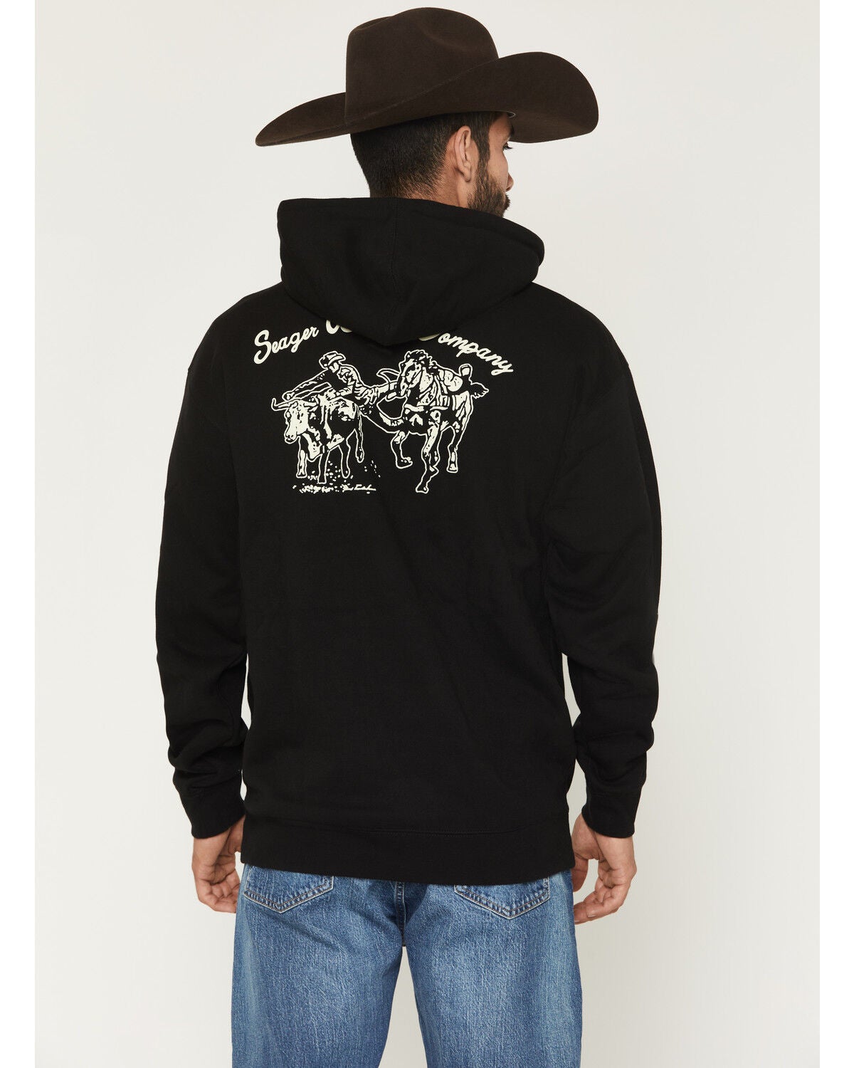 Seager Men's Los Rios Midweight Graphic Hooded Sweatshirt, Black, hi-res