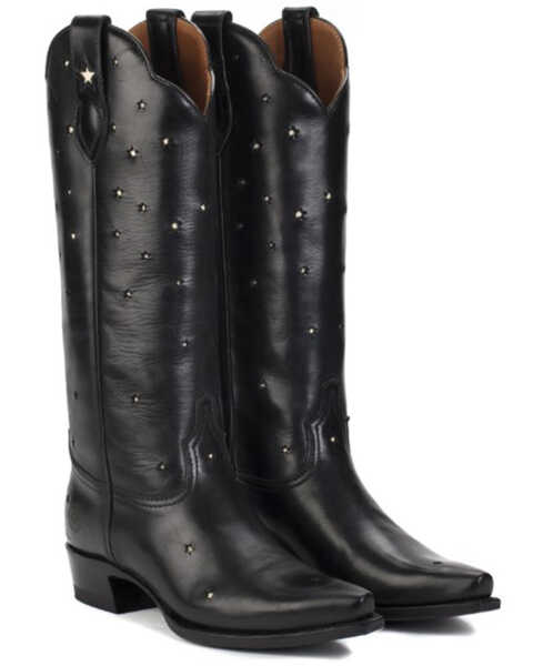 Ranch Road Boots Women's Presidio Star Inlay Tall Western Boots - Snip Toe, Black, hi-res