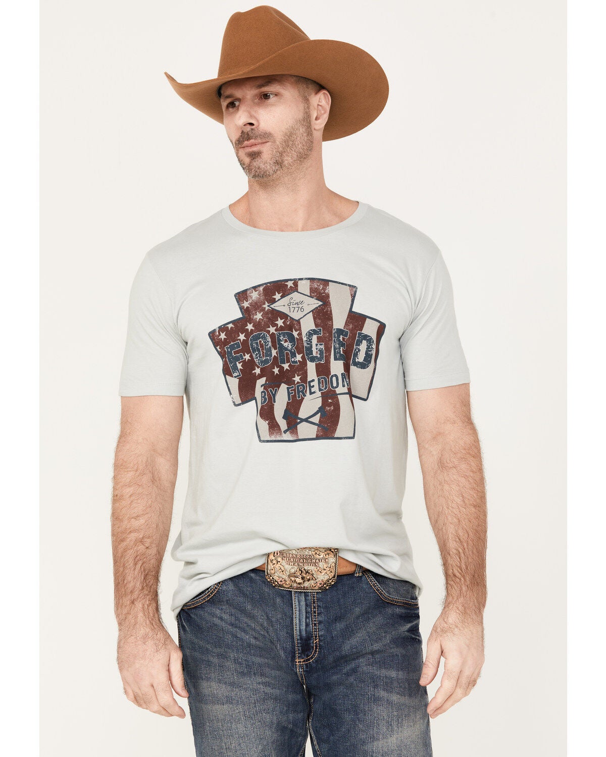 Image #1 - Cody James Men's Forged Short Sleeve Graphic T-Shirt, Light Grey, hi-res
