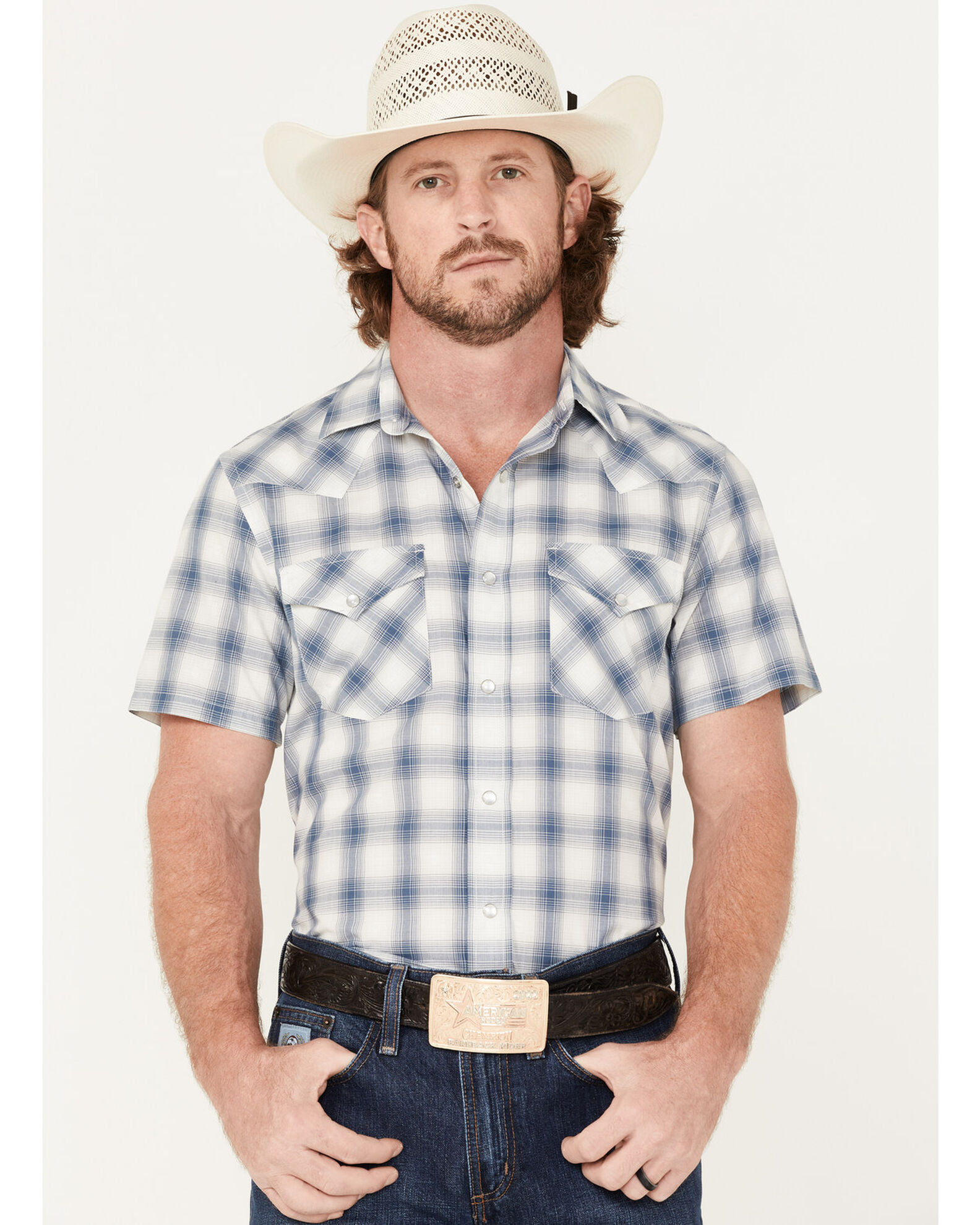 Pendleton Men s Frontier Ivory Plaid Short Sleeve Pearl Snap Western Shirt Boot Barn