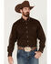 Resistol Men's Enzo Logo Long Sleeve Button Down Shirt, Brown, hi-res