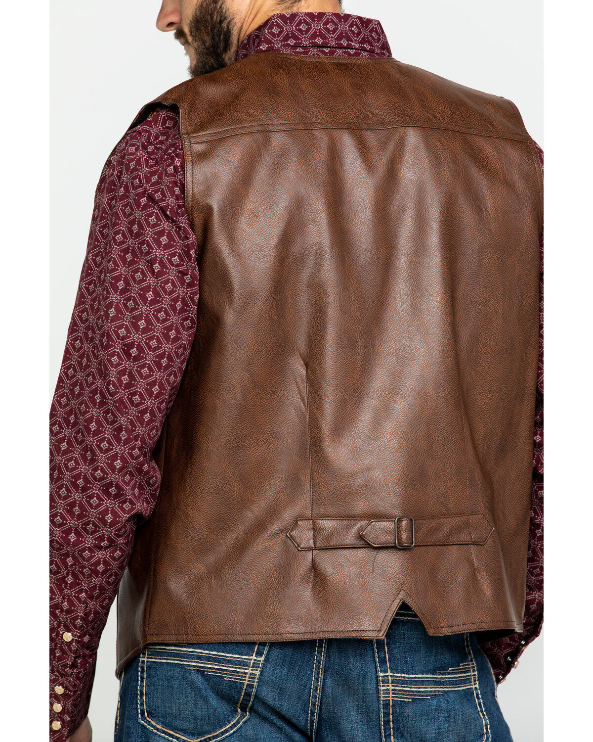 Image #6 - Cripple Creek Men's Whiskey Brown Faux Leather Vest, Med Brown, hi-res