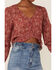En Crème Women's Floral Ruffle Hem Blouse, Red, hi-res