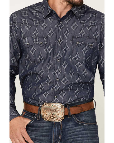 Image #3 - Moonshine Spirit Men's Mocasin Southwestern Print Long Sleeve Snap Western Shirt, Navy, hi-res