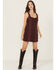 Image #1 - Shyanne Women's Faux Suede Lace Tank Mini Dress, Brown, hi-res
