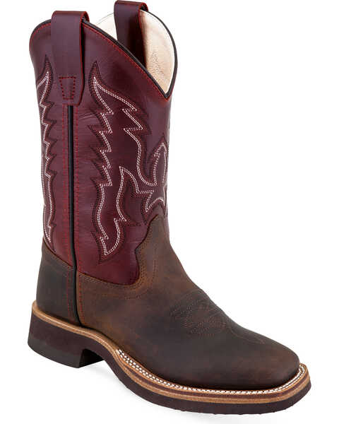 Image #1 - Old West Boys' Two Tone Western Boots - Square Toe, , hi-res