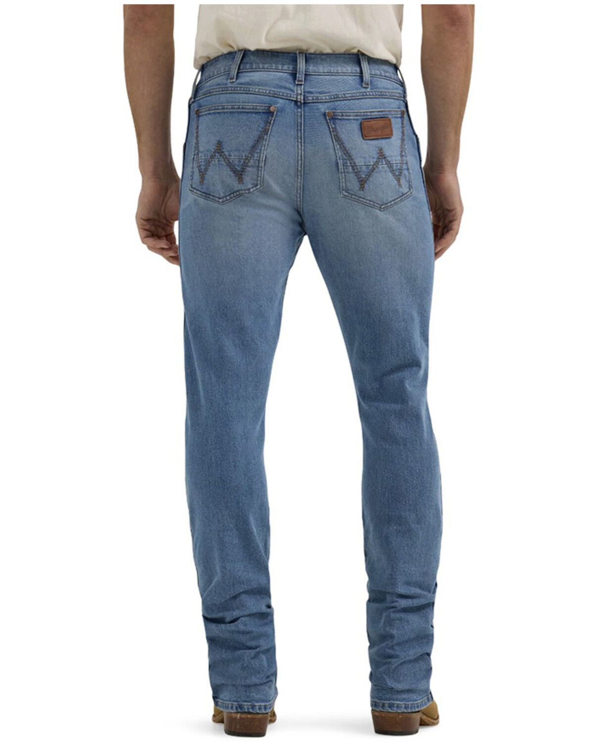 Image #1 - Wrangler Retro Men's Light Wash Slim Bootcut Stretch Denim Jeans, Medium Wash, hi-res