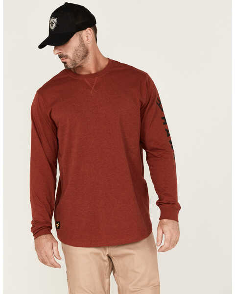 Hawx Men's Logo Graphic Long Sleeve Work T-Shirt, Dark Red, hi-res