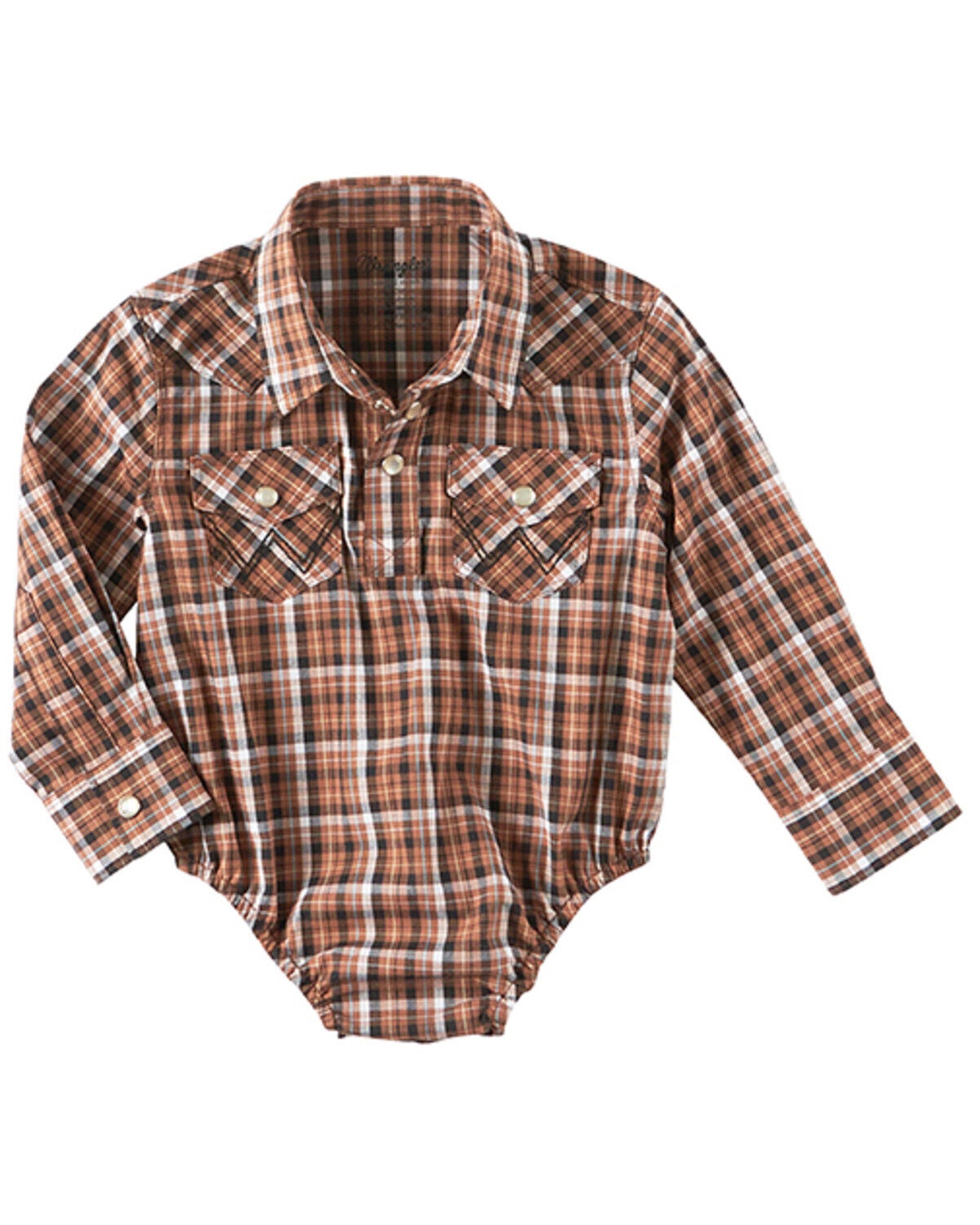 Wrangler Boys' Plaid Print Long Sleeve Western Onesie - Infant