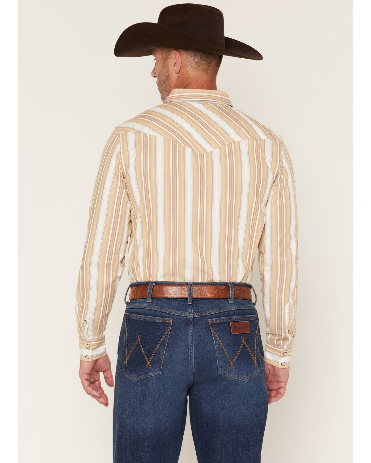 Image #4 - Gibson Trading Co Men's Dustline Striped Long Sleeve Snap Western Shirt - Tall, Lt Brown, hi-res