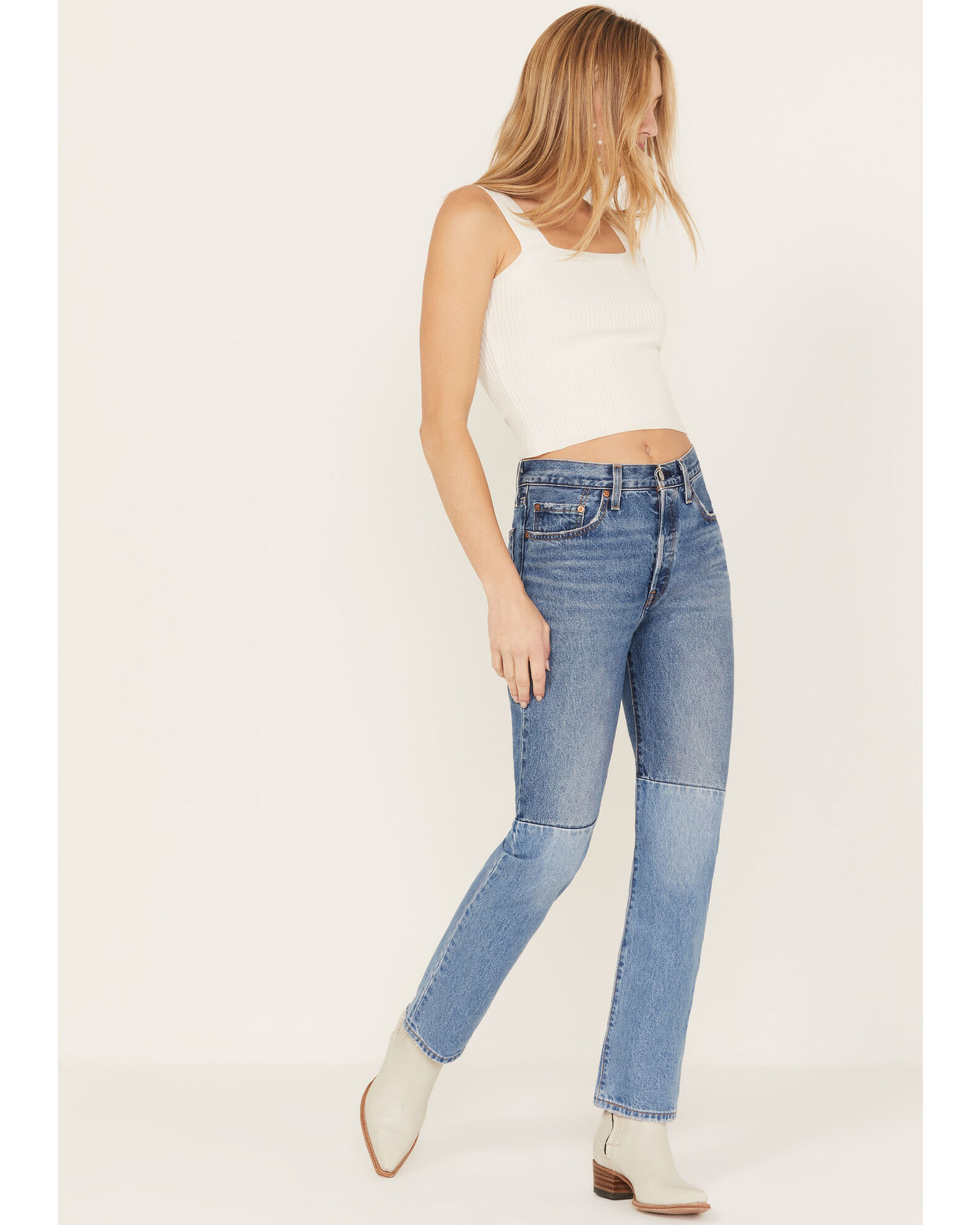 Levi s Women s Medium Wash 501 Pieced Destructed Jeans Boot Barn