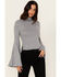 Image #1 - Shyanne Women's Mock Neck Long Bell Sleeve Top, Slate, hi-res