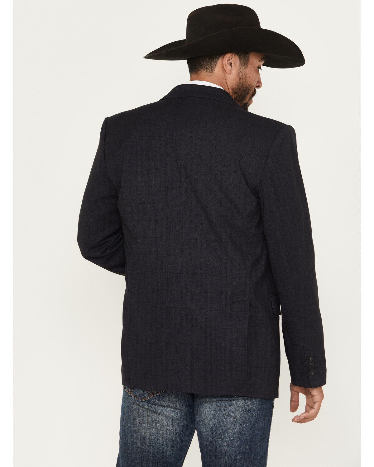 Image #4 - Panhandle Men's Tonal Plaid Print Slim Sportcoat, Black, hi-res