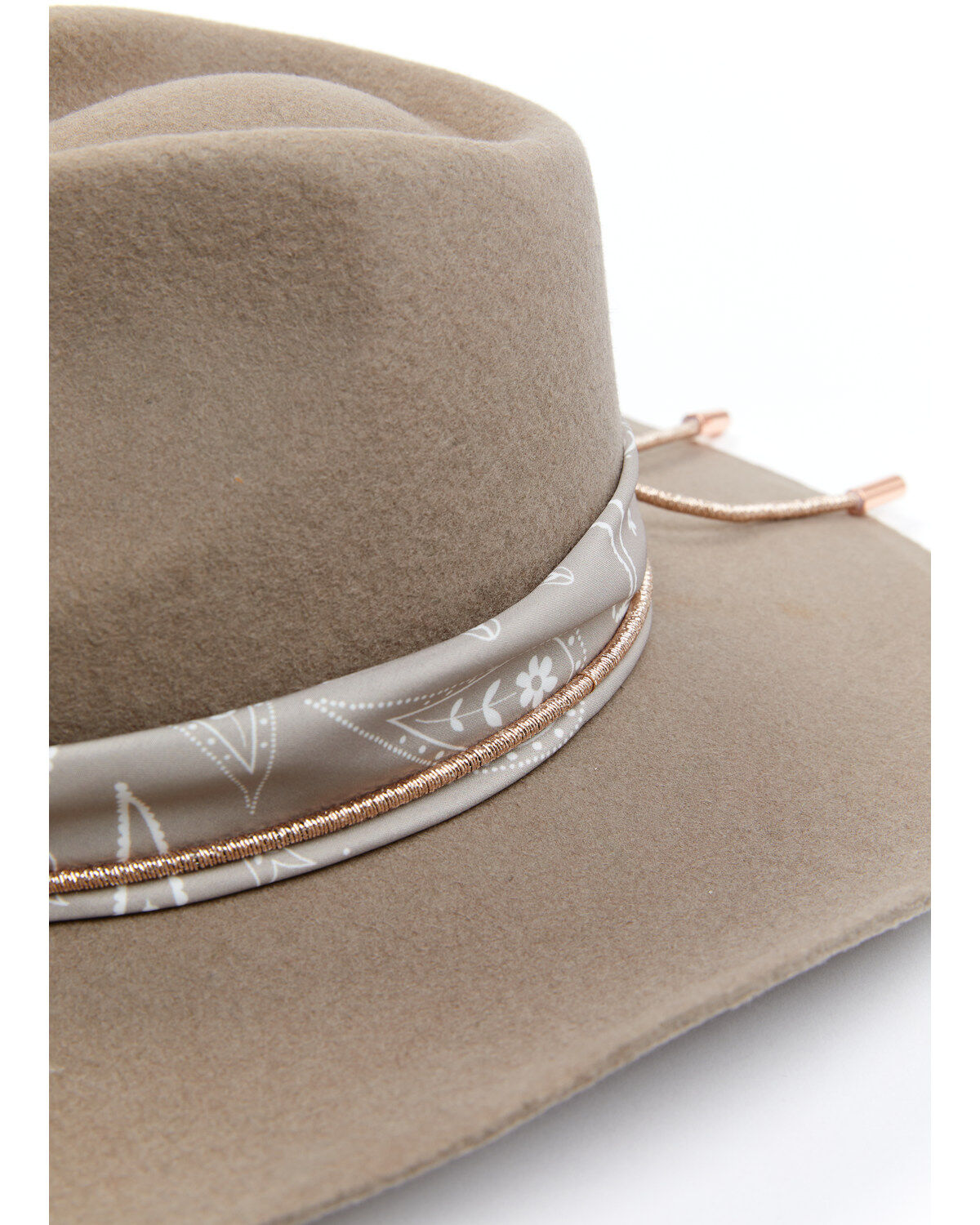 Image #2 - Shyanne Women's Wool Felt Paisley Bandana Western Hat, Taupe, hi-res