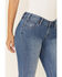 Rock & Roll Denim Women's Medium Wash Herringbone Stripe Mid Rise Trouser Jean, Blue, hi-res