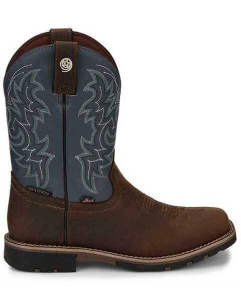 Image #2 - Justin Men's Waterproof Western Work Boots - Soft Toe, Chocolate, hi-res
