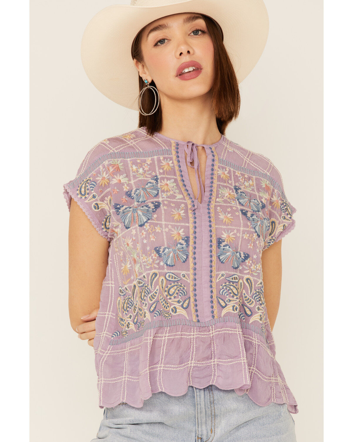 Image #3 - Johnny Was Women's Paise Blouse, Lavender, hi-res