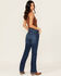 Image #3 - Warp + Weft Women's New Girl With An Old Soul Dark Wash High Rise Straight Leg Denim Jeans, Dark Wash, hi-res