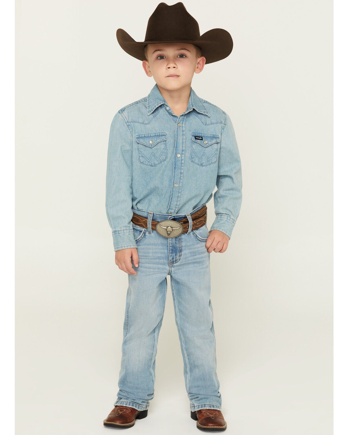 Wrangler Retro Little Boys' Light Wash Cloverdale Slim Bootcut Stretch Denim Jeans, Light Wash, hi-res