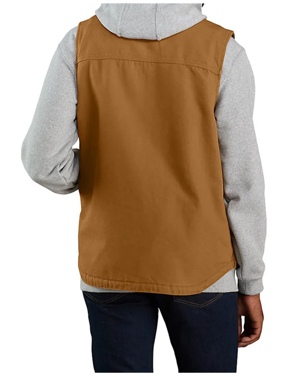 Image #2 - Carhartt Men's Brown Washed Duck Sherpa Lined Mock Neck Work Vest, Brown, hi-res