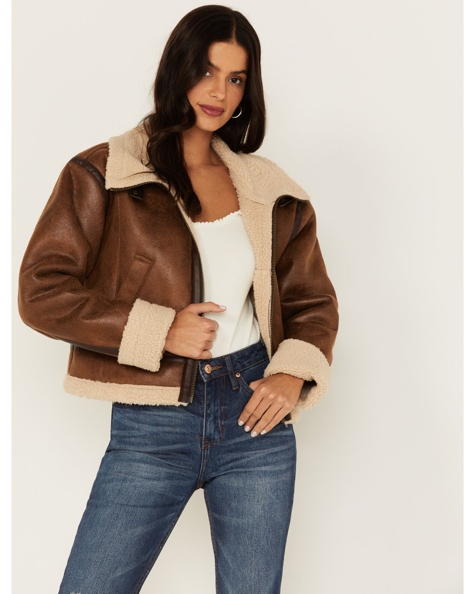 Faux sheepskin jacket ladies deals