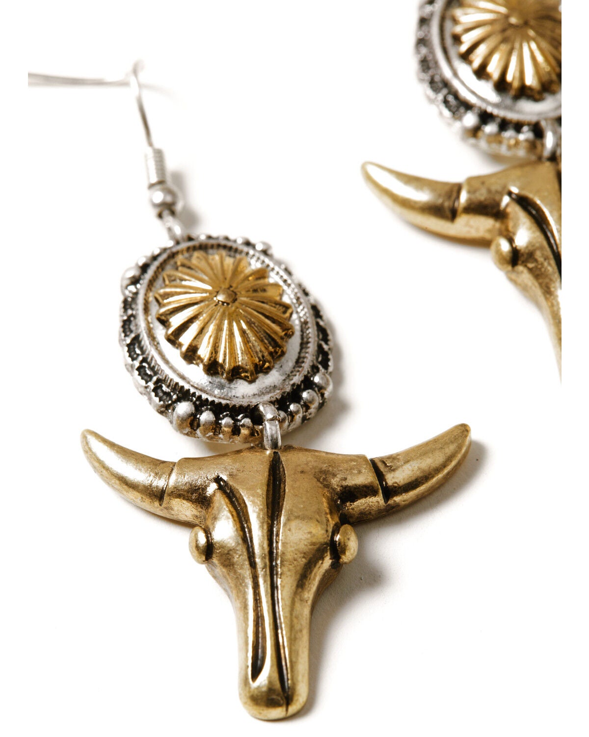 Image #2 - Idyllwind Women's Archer Steer Head Concho Earrings, Gold, hi-res