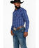 Image #3 - Rock & Roll Denim Men's Plaid Print Long Sleeve Western Shirt, Light Blue, hi-res