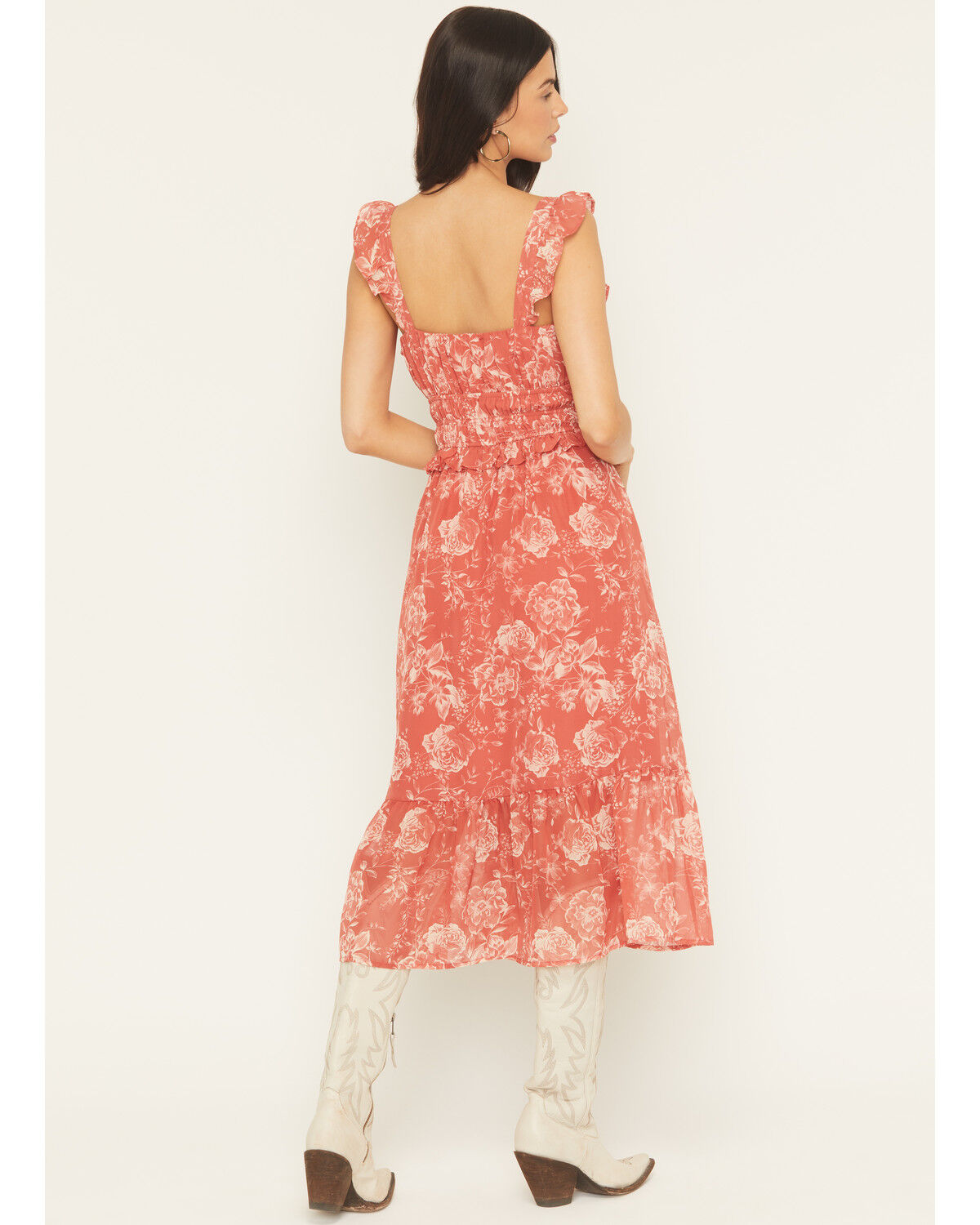 Image #4 - Ash & Violet Women's Floral Print Midi Dress, Red, hi-res