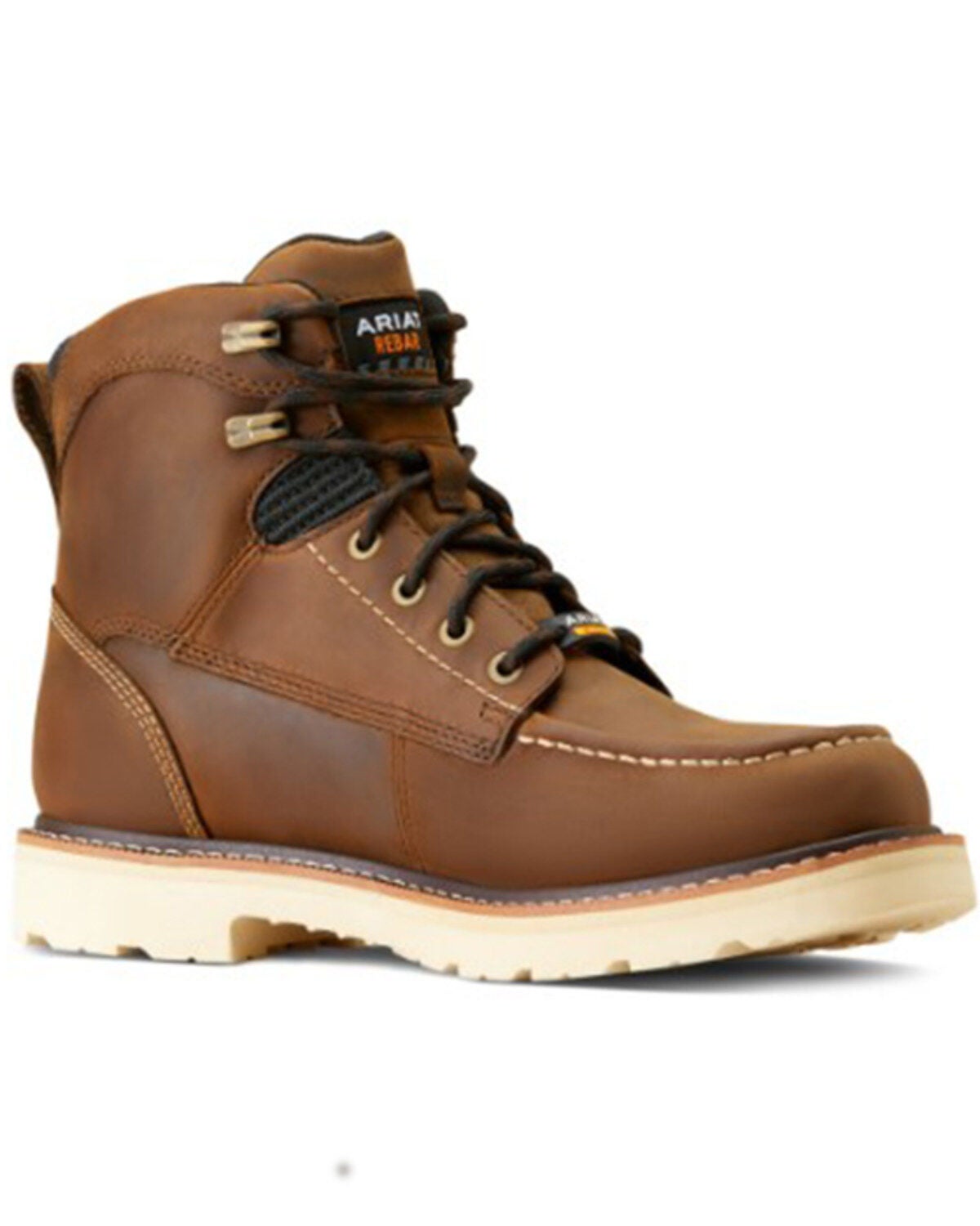 Ariat Men's Rebar Lift 6" Lace-Up Waterproof Work Boots - Moc Toe, Brown, hi-res