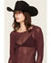 Image #2 - Idyllwind Women's Hollyhock Long Sleeve Rhinestone Top, Wine, hi-res