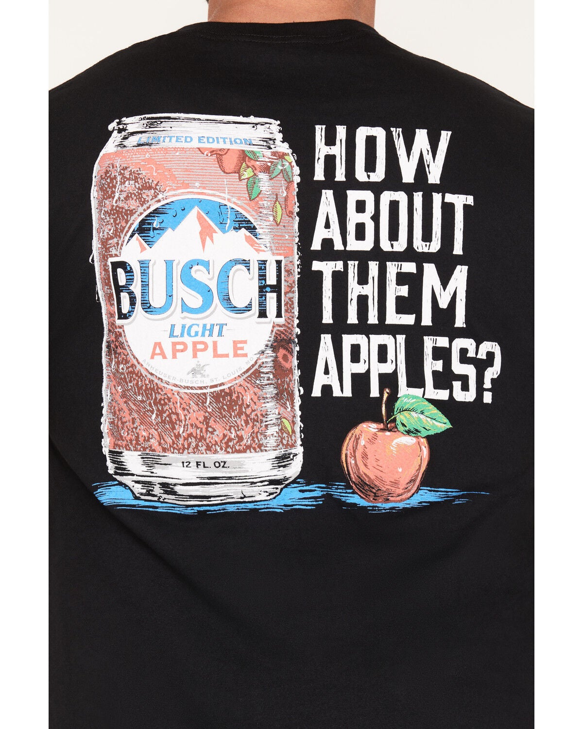 Image #4 - Men's Busch How About Them Apples Short Sleeve Graphic T-Shirt, Black, hi-res