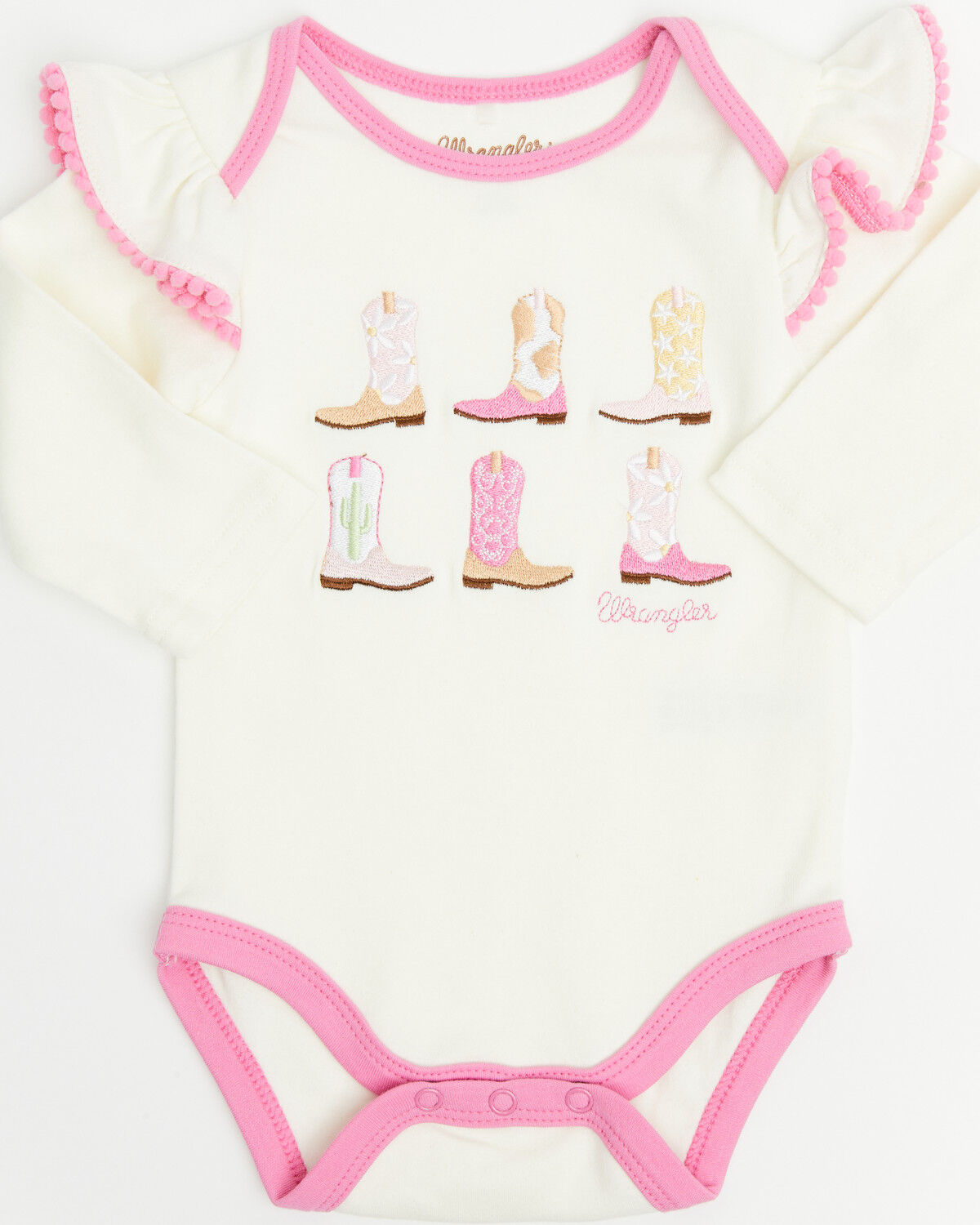 Image #2 - Wrangler Infant Girls' Cowgirl Boots Onesie Set - 3 Piece, Multi, hi-res