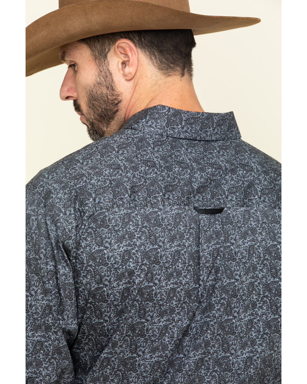 Image #5 - Tuf Cooper Men's Black Stretch Paisley Poplin Print Long Sleeve Western Shirt, Charcoal, hi-res