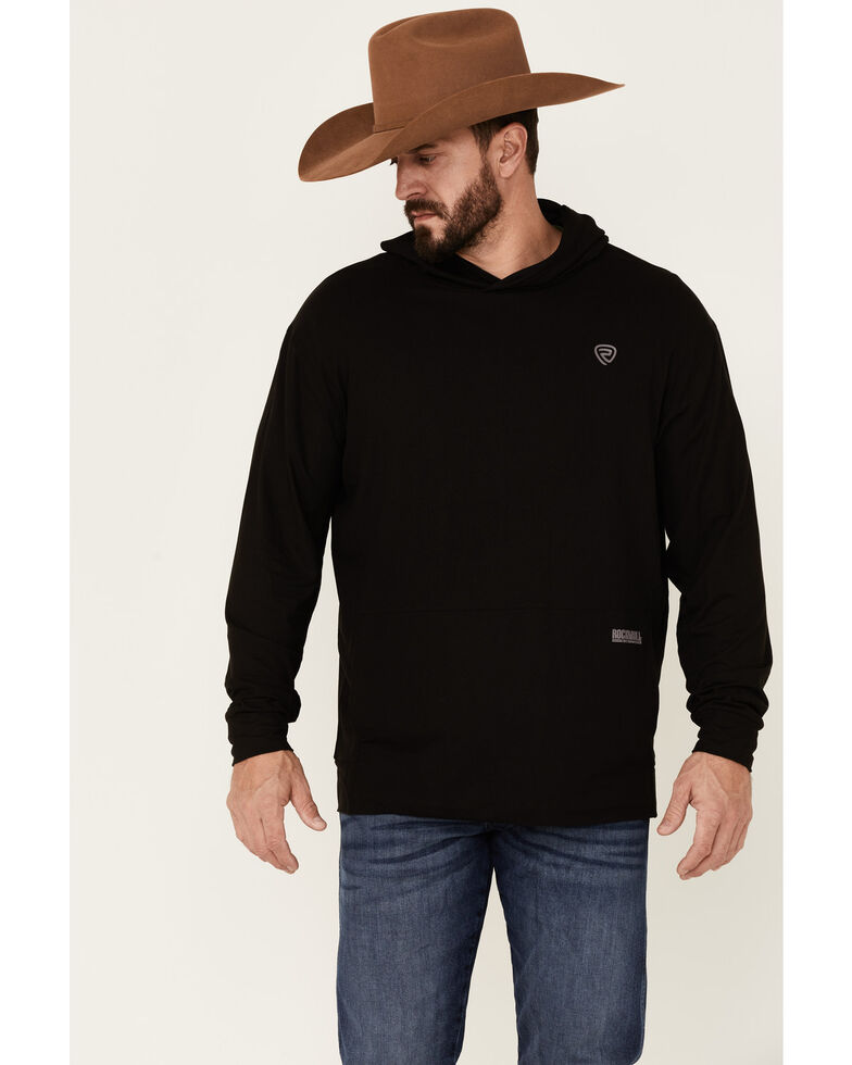 Rock & Roll Denim Men's Solid Logo Hooded Sweatshirt - Black, Black, hi-res