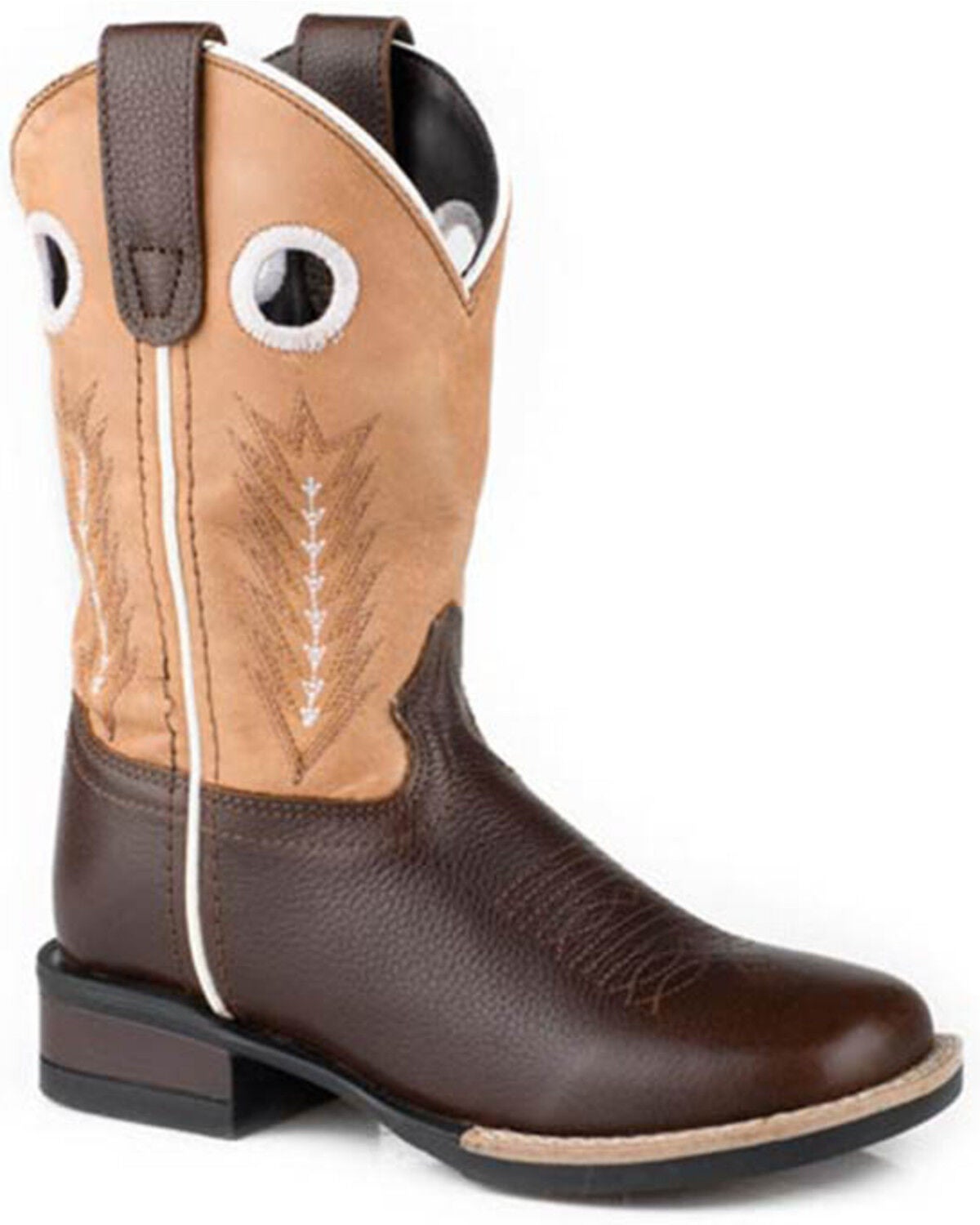 Roper Boys' James Western Boots - Broad Square Toe, Brown, hi-res